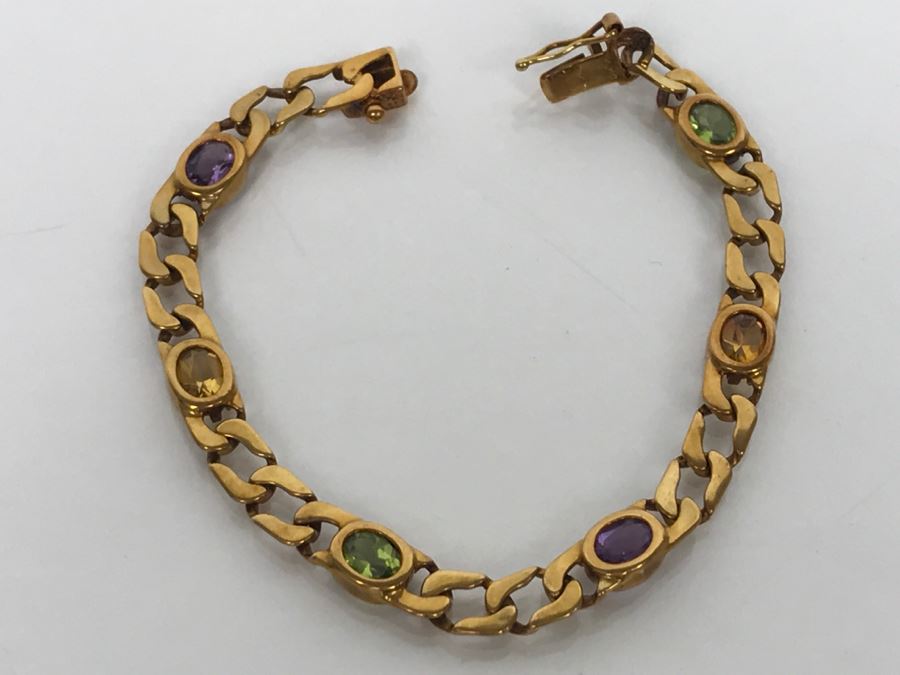 JUST ADDED - 14K Yellow Gold Bracelet With Amethyst And Peridot 13.9g FMV $695 [Photo 2]