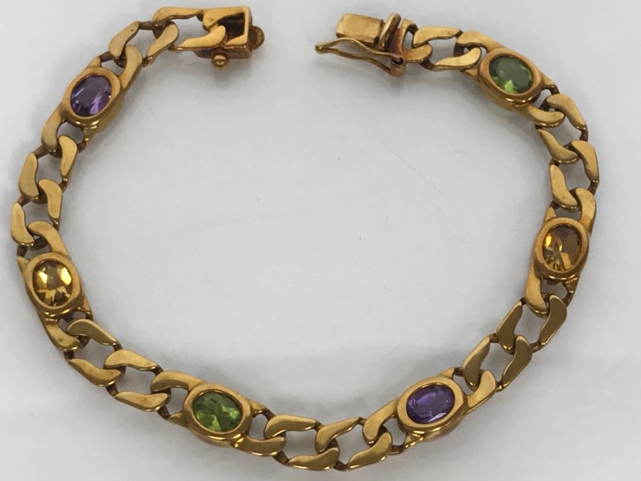JUST ADDED - 14K Yellow Gold Bracelet With Amethyst And Peridot 13.9g FMV $695 [Photo 8]