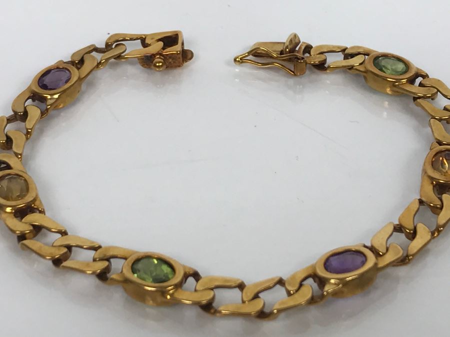 JUST ADDED - 14K Yellow Gold Bracelet With Amethyst And Peridot 13.9g FMV $695 [Photo 11]
