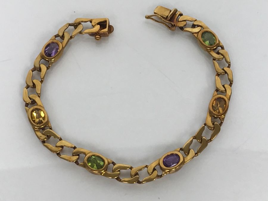 JUST ADDED - 14K Yellow Gold Bracelet With Amethyst And Peridot 13.9g FMV $695 [Photo 6]