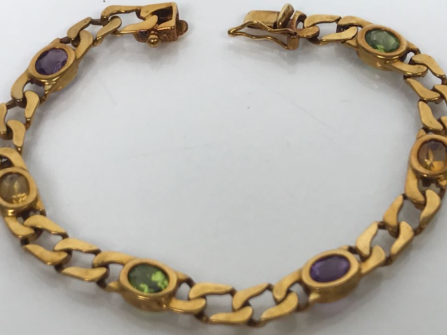 JUST ADDED - 14K Yellow Gold Bracelet With Amethyst And Peridot 13.9g FMV $695 [Photo 10]