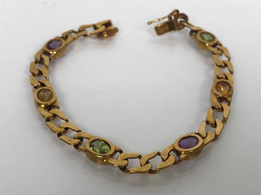 JUST ADDED - 14K Yellow Gold Bracelet With Amethyst And Peridot 13.9g FMV $695 [Photo 3]
