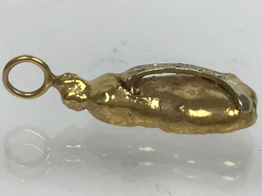 14K Yellow Gold Nugget Diamond Pendant 7g 5-Single Cut Diamonds .10CTTW FMV $300 [Photo 9]