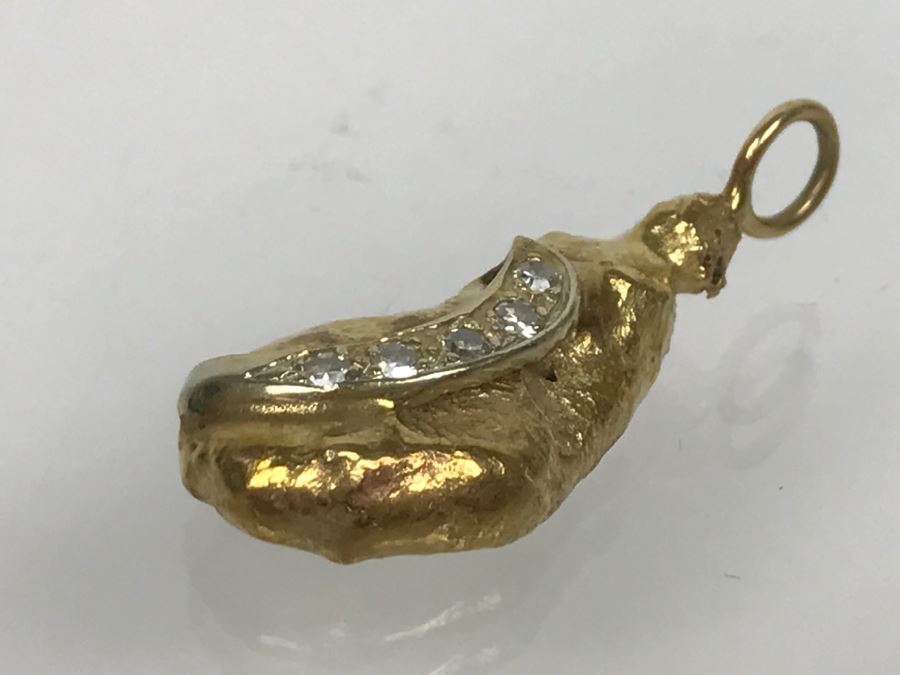 14K Yellow Gold Nugget Diamond Pendant 7g 5-Single Cut Diamonds .10CTTW FMV $300 [Photo 5]