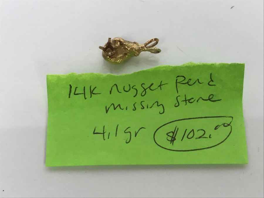 JUST ADDED - 14K Yellow Gold Nugget Pendant Ready For Stone 4.1g FMV $102 [Photo 7]