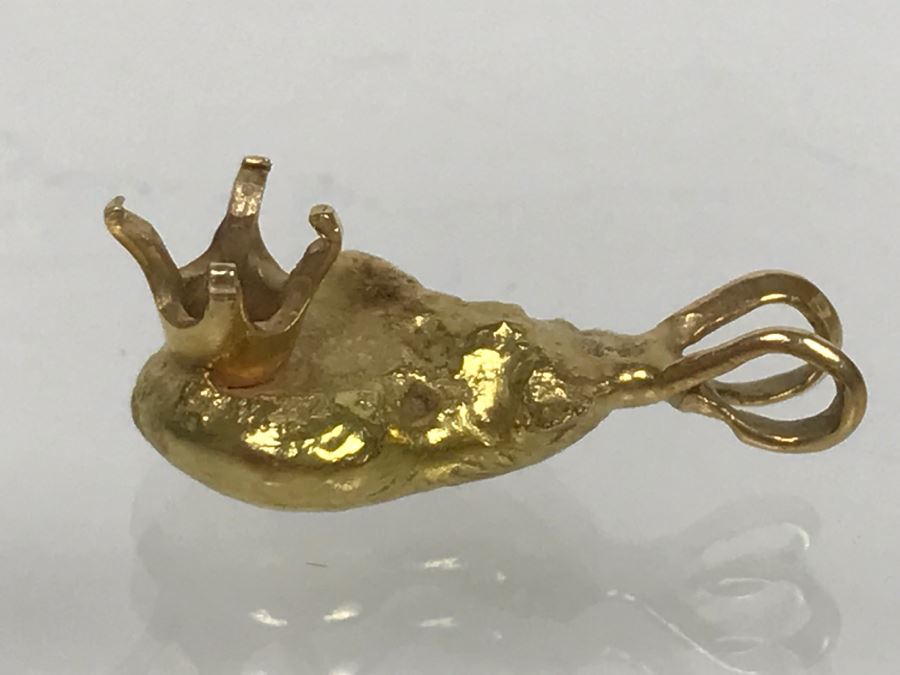 JUST ADDED - 14K Yellow Gold Nugget Pendant Ready For Stone 4.1g FMV $102 [Photo 5]
