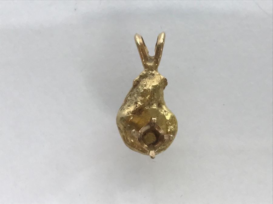 JUST ADDED - 14K Yellow Gold Nugget Pendant Ready For Stone 4.1g FMV $102 [Photo 2]