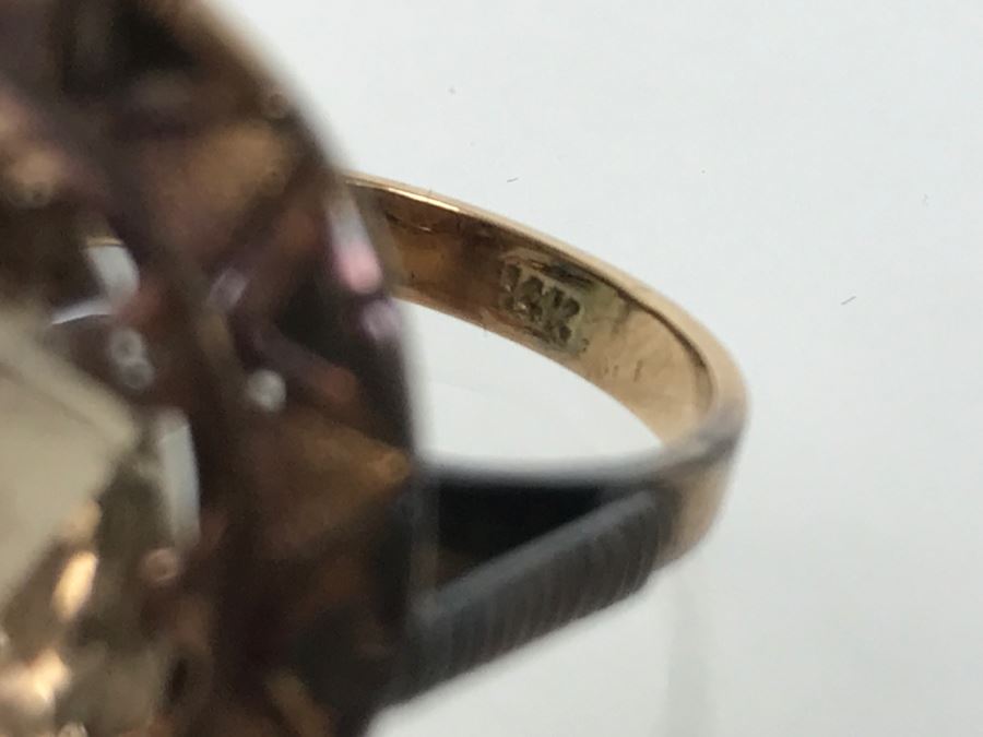 JUST ADDED - Large 14K Gold Vintage Smokey Quartz Ring 8.6g FMV $400 [Photo 16]