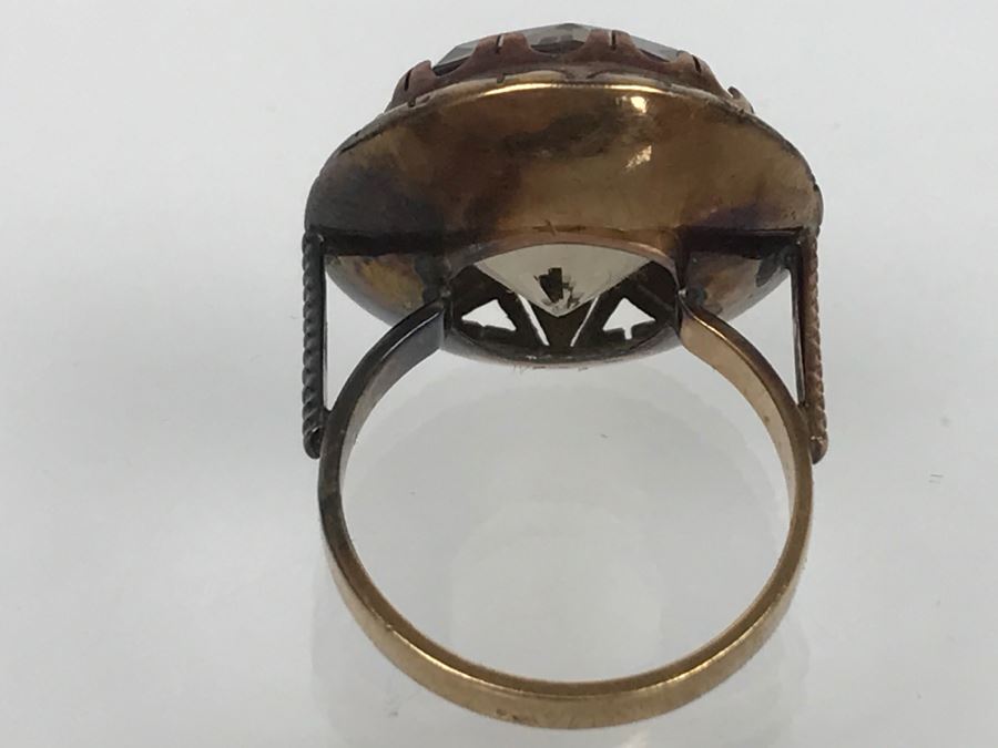 JUST ADDED - Large 14K Gold Vintage Smokey Quartz Ring 8.6g FMV $400 [Photo 14]