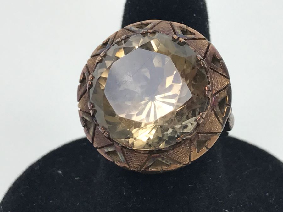 JUST ADDED - Large 14K Gold Vintage Smokey Quartz Ring 8.6g FMV $400 [Photo 3]
