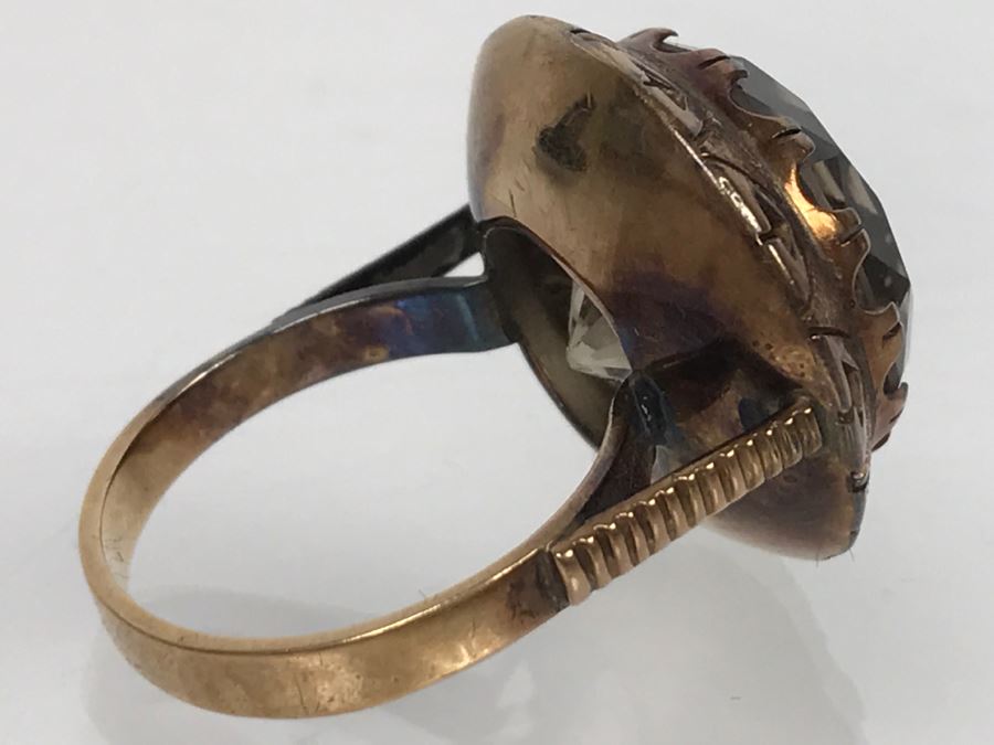 JUST ADDED - Large 14K Gold Vintage Smokey Quartz Ring 8.6g FMV $400 [Photo 13]