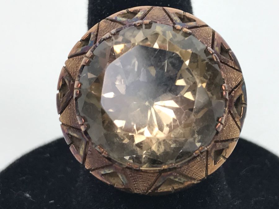 JUST ADDED - Large 14K Gold Vintage Smokey Quartz Ring 8.6g FMV $400 [Photo 5]