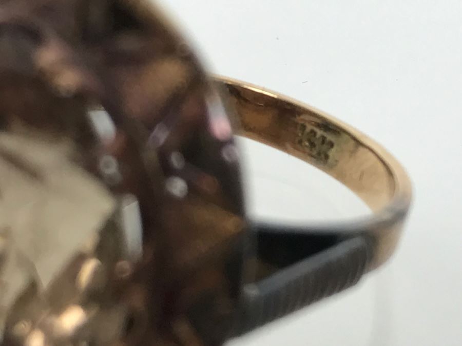 JUST ADDED - Large 14K Gold Vintage Smokey Quartz Ring 8.6g FMV $400 [Photo 15]