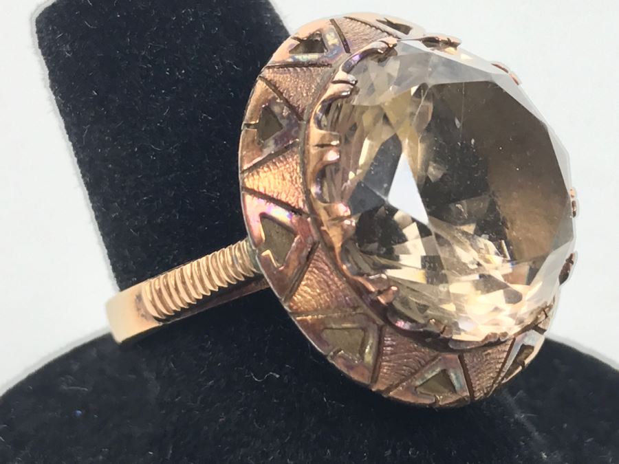 JUST ADDED - Large 14K Gold Vintage Smokey Quartz Ring 8.6g FMV $400 [Photo 7]