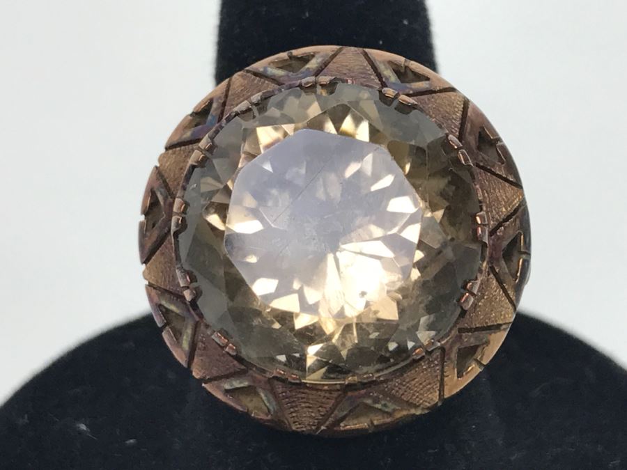 JUST ADDED - Large 14K Gold Vintage Smokey Quartz Ring 8.6g FMV $400 [Photo 4]