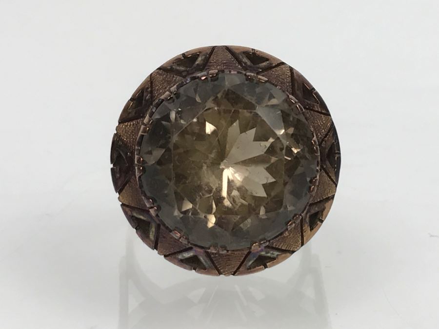 JUST ADDED - Large 14K Gold Vintage Smokey Quartz Ring 8.6g FMV $400 [Photo 8]