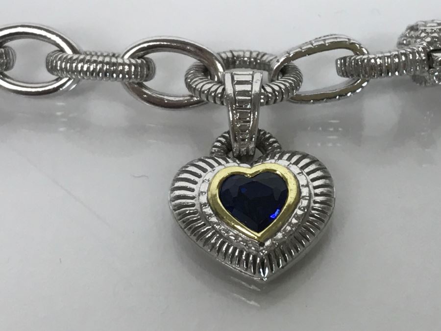 JUST ADDED - Sterling Silver And 18K Gold Treated Sapphire Bracelet 21.5g FMV $200 [Photo 6]