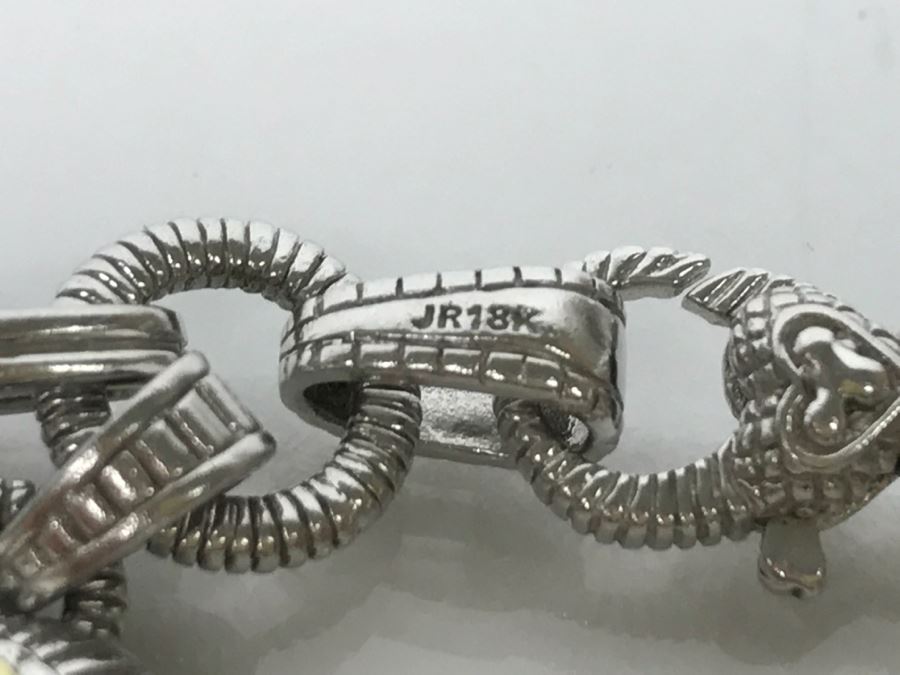 JUST ADDED - Sterling Silver And 18K Gold Treated Sapphire Bracelet 21.5g FMV $200 [Photo 8]