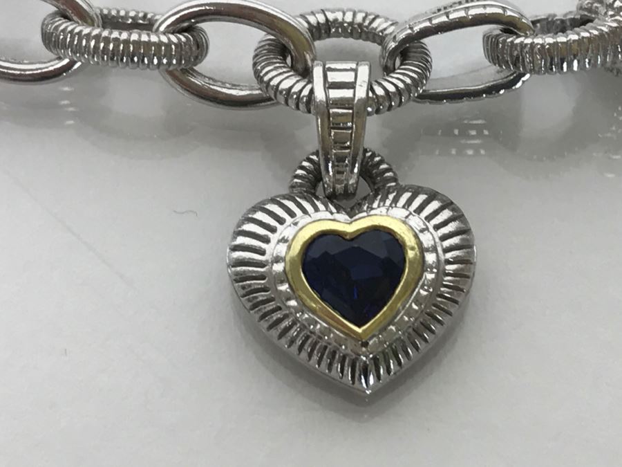 JUST ADDED - Sterling Silver And 18K Gold Treated Sapphire Bracelet 21.5g FMV $200 [Photo 5]