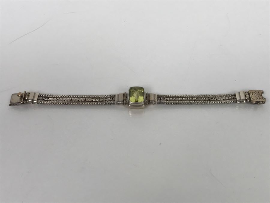 JUST ADDED - Sterling Silver Green Quartz Amethyst Bracelet 26.2g 13X11MM FMV $100 [Photo 6]