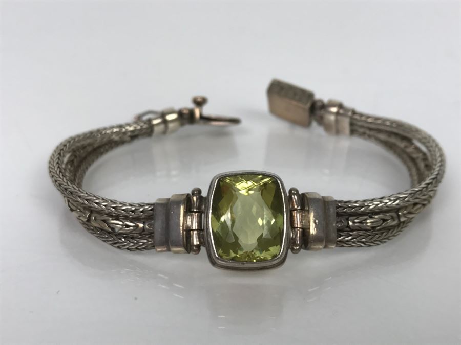 JUST ADDED - Sterling Silver Green Quartz Amethyst Bracelet 26.2g 13X11MM FMV $100 [Photo 2]