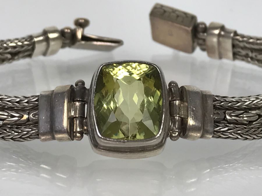JUST ADDED - Sterling Silver Green Quartz Amethyst Bracelet 26.2g 13X11MM FMV $100 [Photo 4]