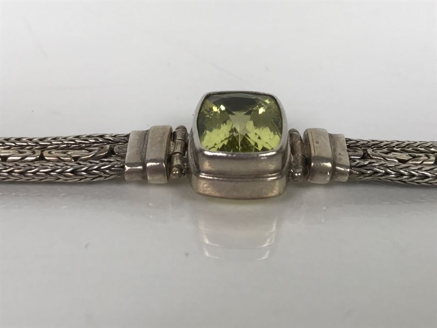 JUST ADDED - Sterling Silver Green Quartz Amethyst Bracelet 26.2g 13X11MM FMV $100 [Photo 7]