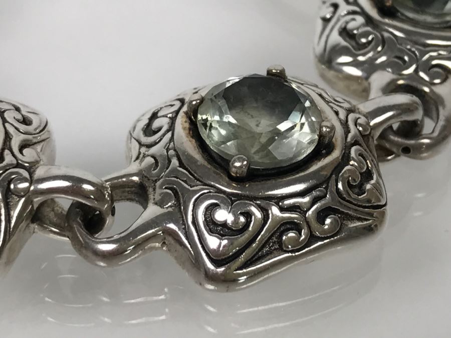 JUST ADDED - Sterling Silver Green Quartz Amethyst Bracelet 31.6g FMV $150 [Photo 6]