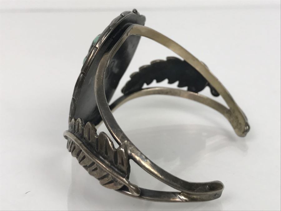 JUST ADDED - Sterling Silver Johny Pitchlynn Choctaw Turquoise Cuff Bracelet 33.5g FMV $100 [Photo 7]