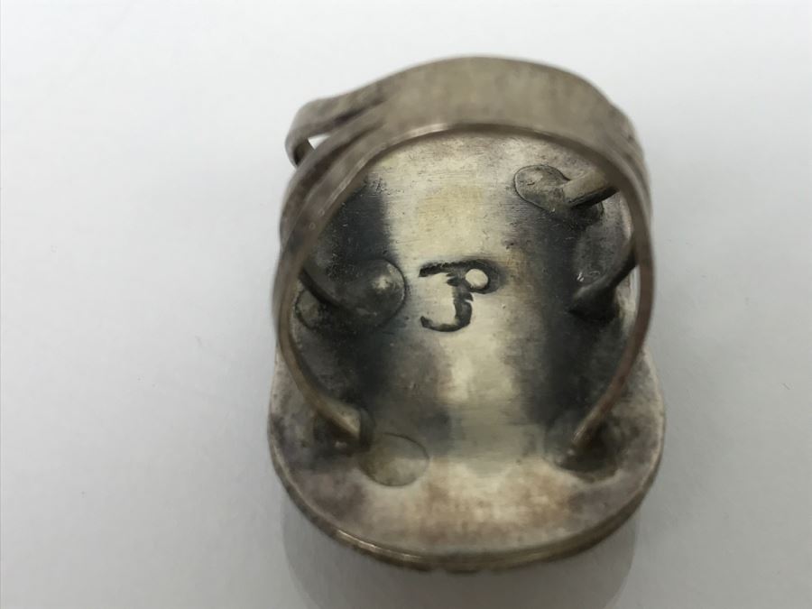 JUST ADDED - Sterling Silver Ring With Turquoise And Coral Signed Jane Yikaazba Popovitch Navajo FMV $100 [Photo 11]