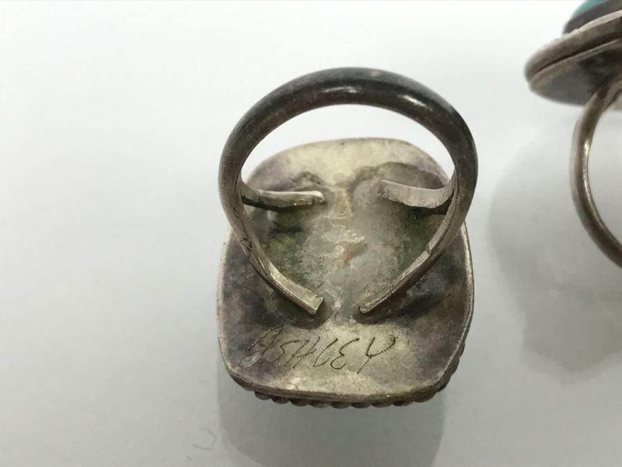 JUST ADDED - (4) Sterling Silver Turquoise Rings 43.6g TW [Photo 9]