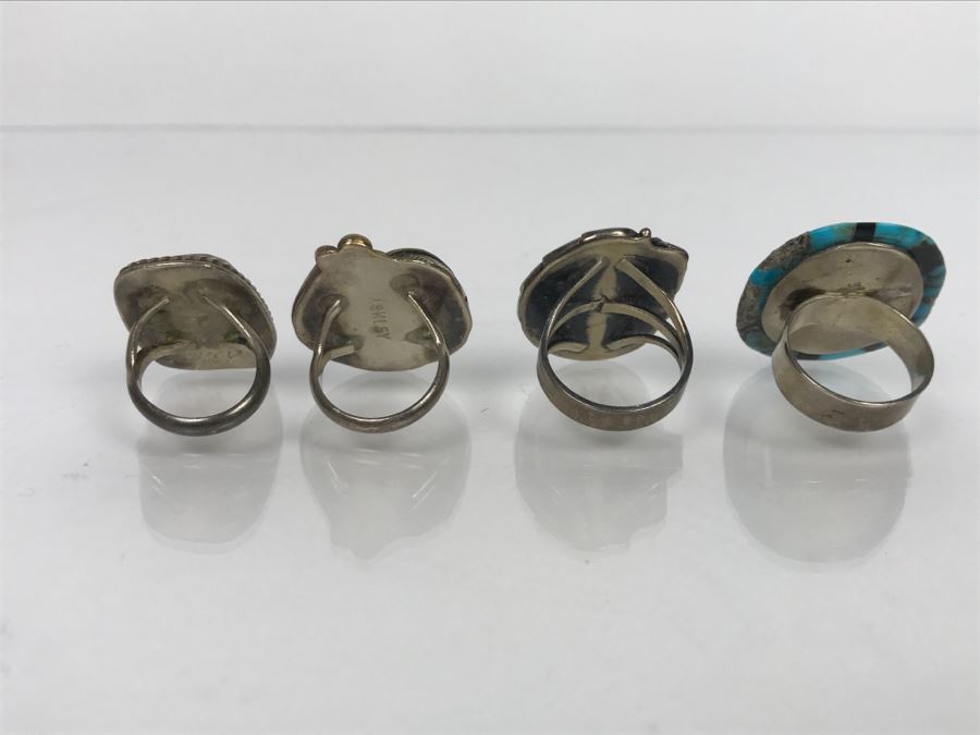 JUST ADDED - (4) Sterling Silver Turquoise Rings 43.6g TW [Photo 8]
