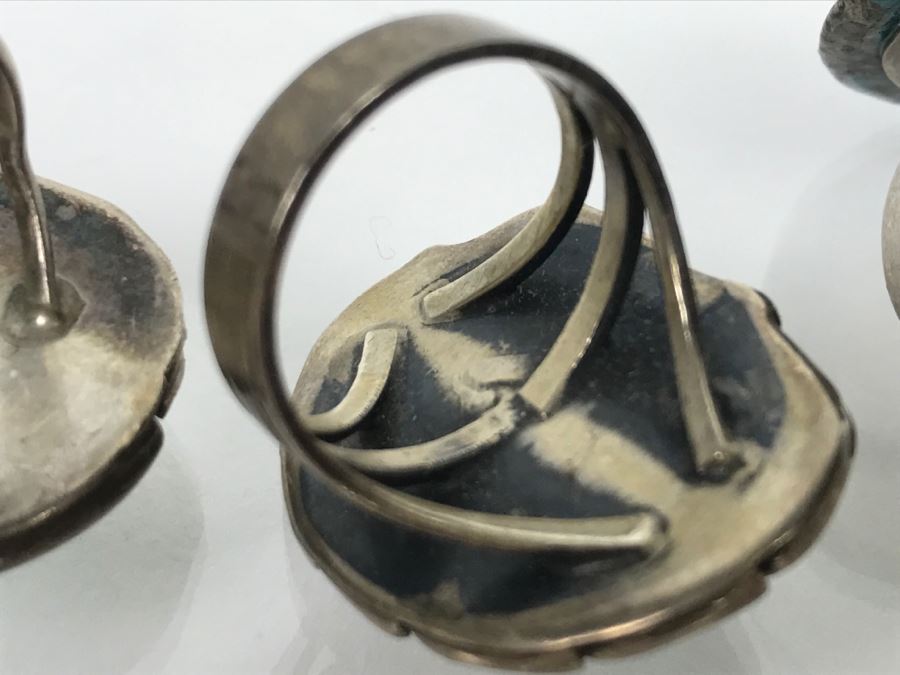 JUST ADDED - (4) Sterling Silver Turquoise Rings 43.6g TW [Photo 11]