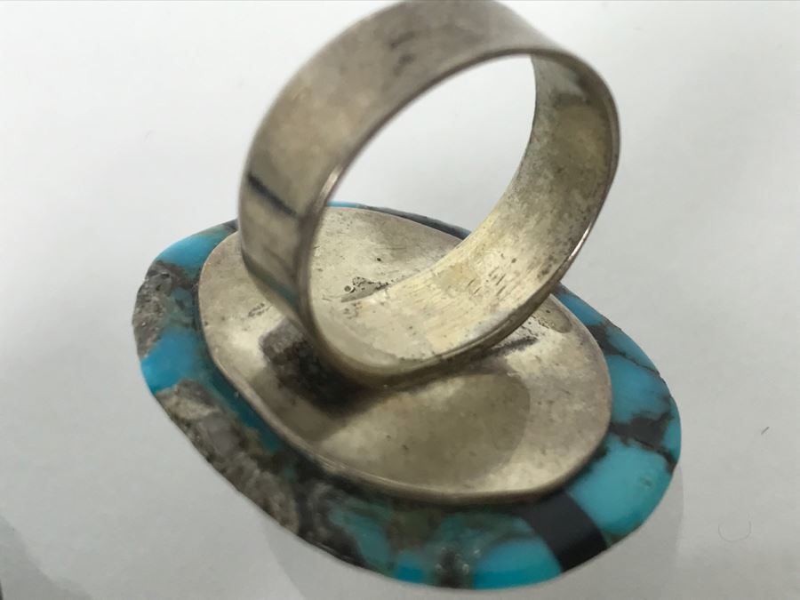 JUST ADDED - (4) Sterling Silver Turquoise Rings 43.6g TW [Photo 12]