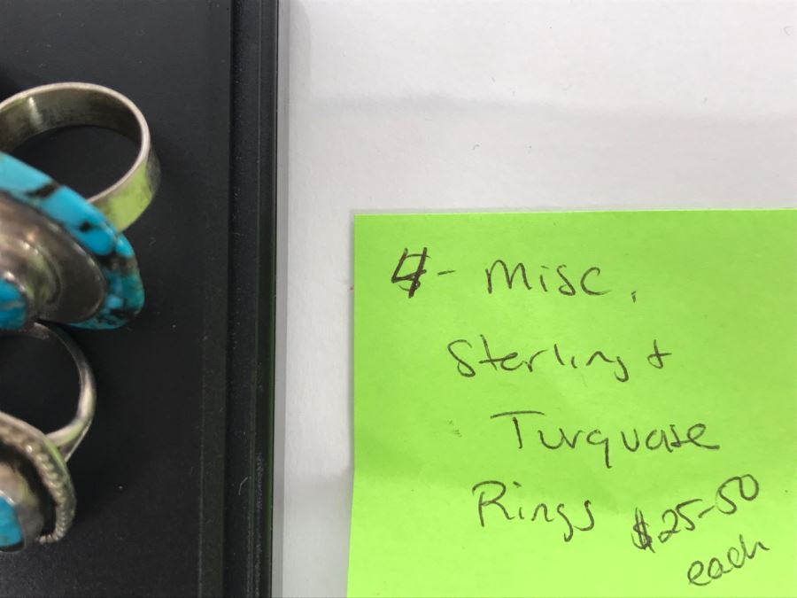 JUST ADDED - (4) Sterling Silver Turquoise Rings 43.6g TW [Photo 14]