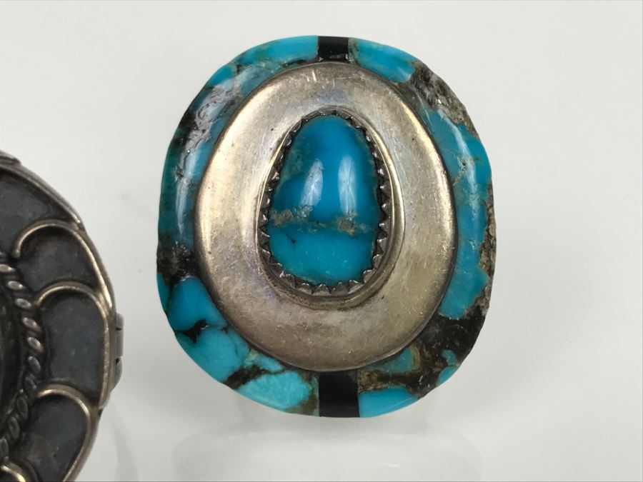 JUST ADDED - (4) Sterling Silver Turquoise Rings 43.6g TW [Photo 6]