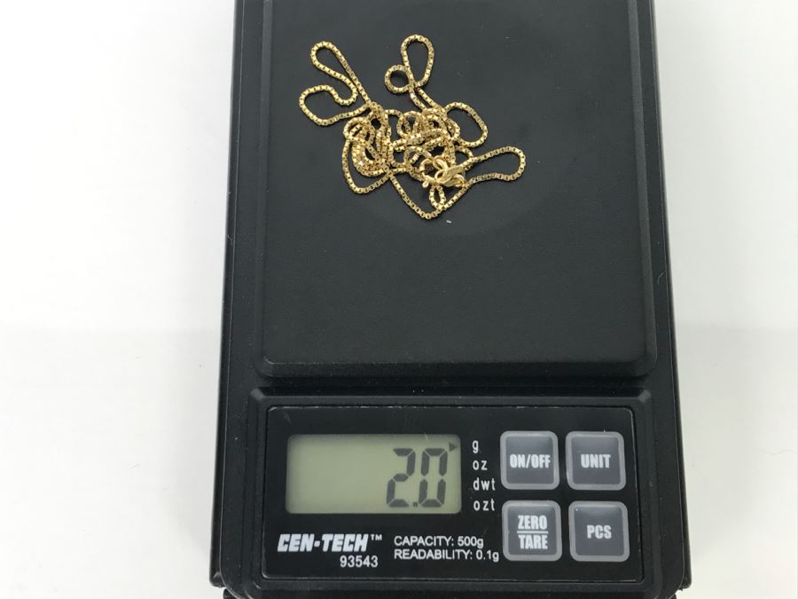 14k Yellow Gold Box Chain Necklace 2g [Photo 8]