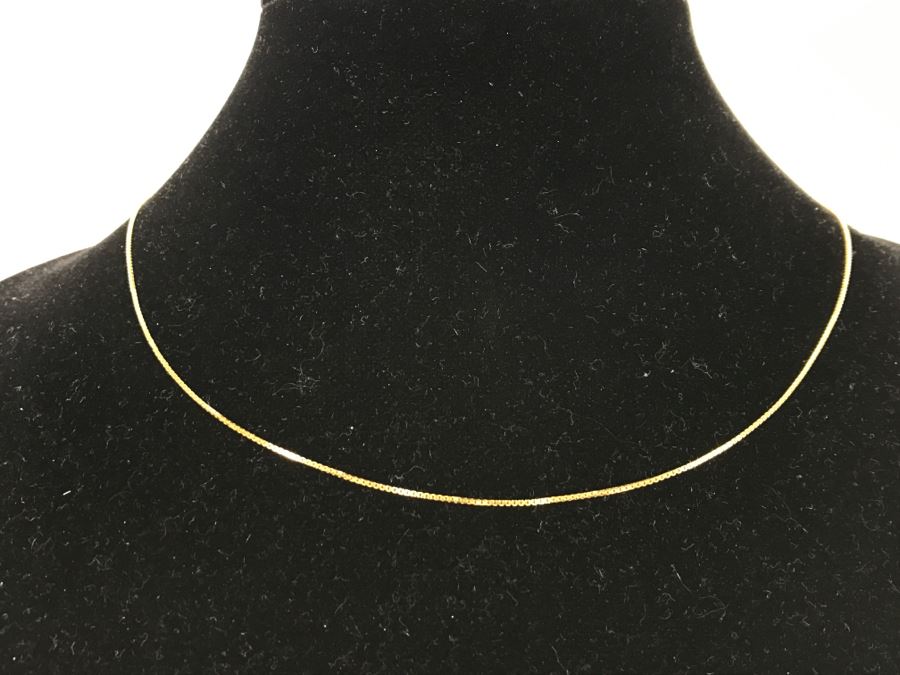 14k Yellow Gold Box Chain Necklace 2g [Photo 2]