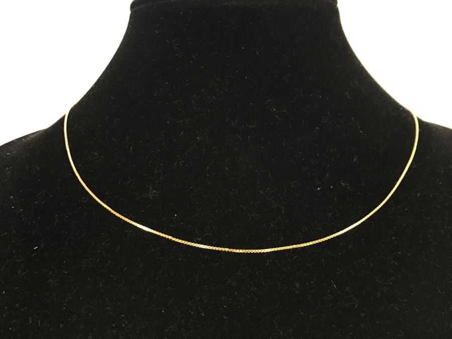 14k Yellow Gold Box Chain Necklace 2g [Photo 3]