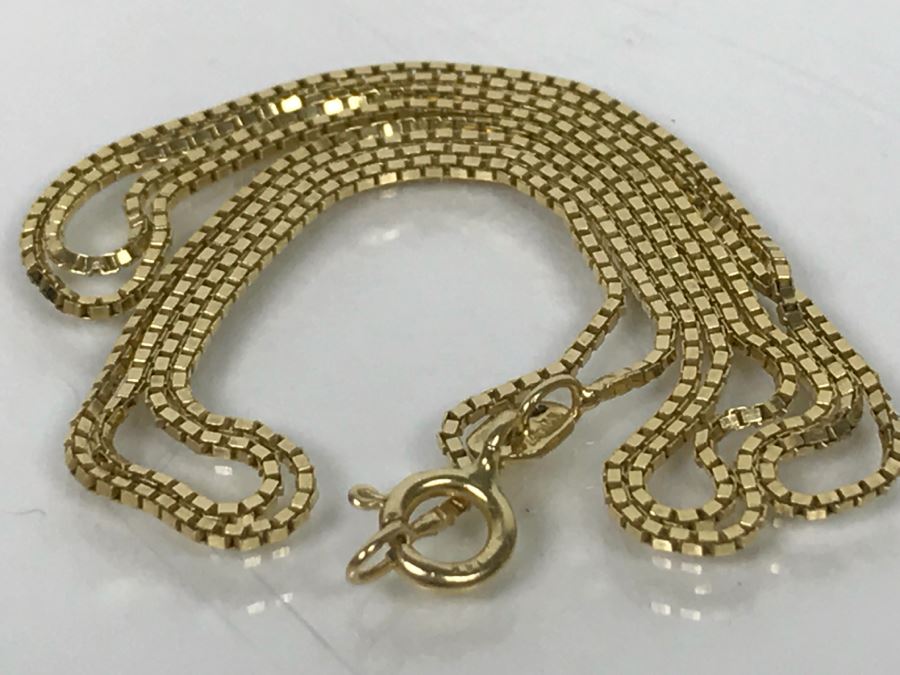 14k Yellow Gold Box Chain Necklace 2g