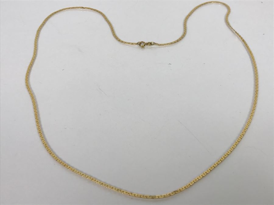 Long 14k Yellow Gold Herringbone Necklace 10g