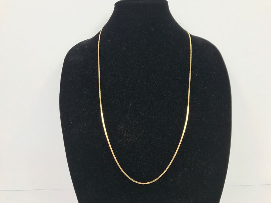 Long 14k Yellow Gold Herringbone Necklace 10g [Photo 1]