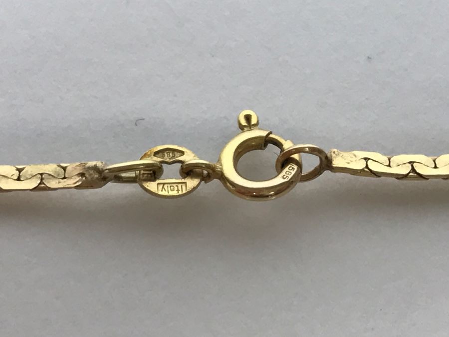 Long 14k Yellow Gold Herringbone Necklace 10g [Photo 5]