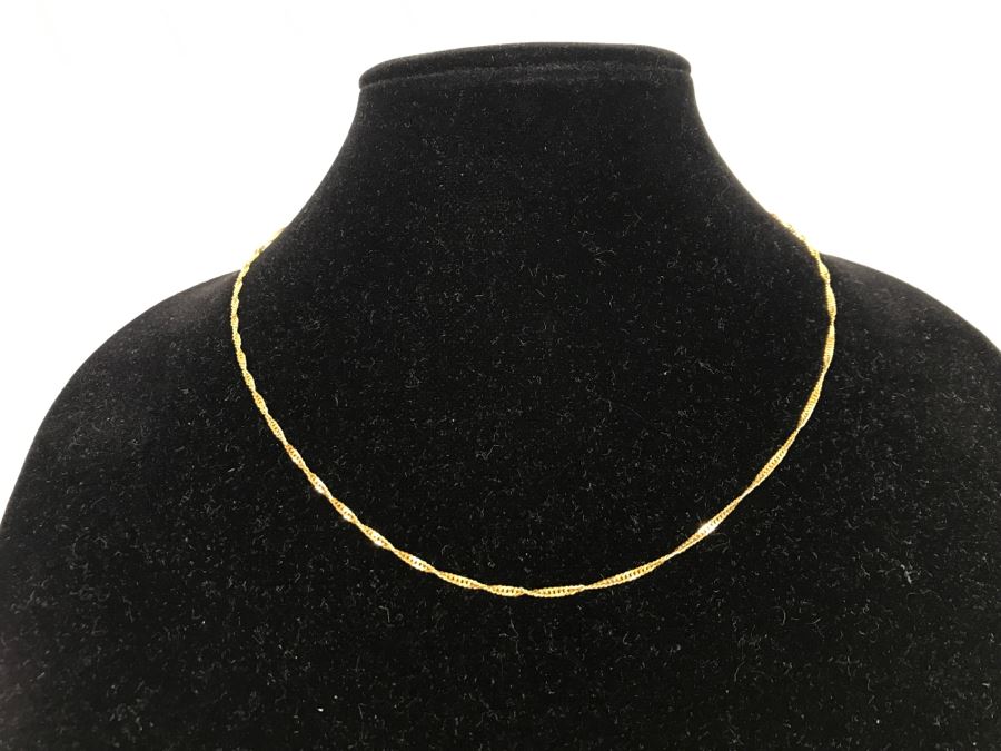 14k Yellow Gold Twisted Link Chain Necklace 3.4g [Photo 1]