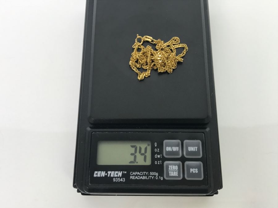 14k Yellow Gold Twisted Link Chain Necklace 3.4g [Photo 4]