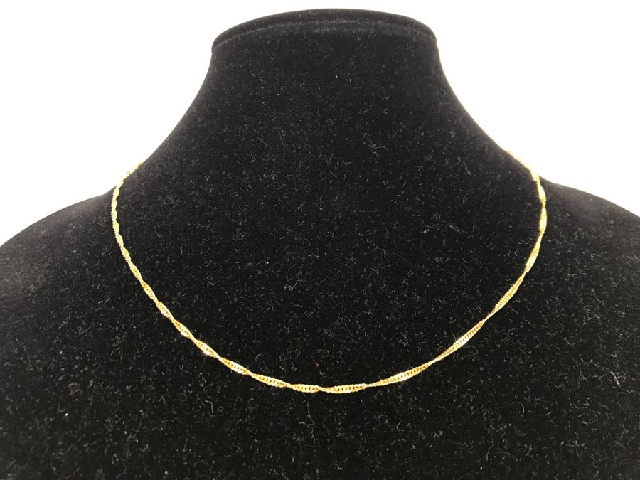 14k Yellow Gold Twisted Link Chain Necklace 3.4g [Photo 2]