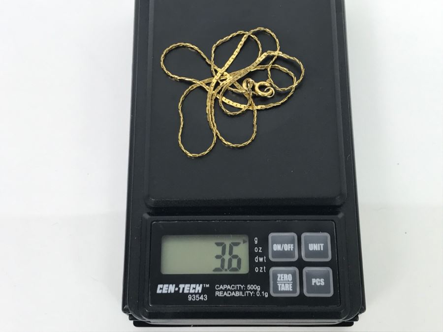 14k Yellow Gold Herringbone Chain Necklace 3.6g [Photo 6]