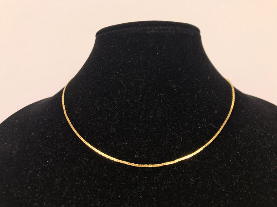 14k Yellow Gold Herringbone Chain Necklace 3.6g [Photo 2]
