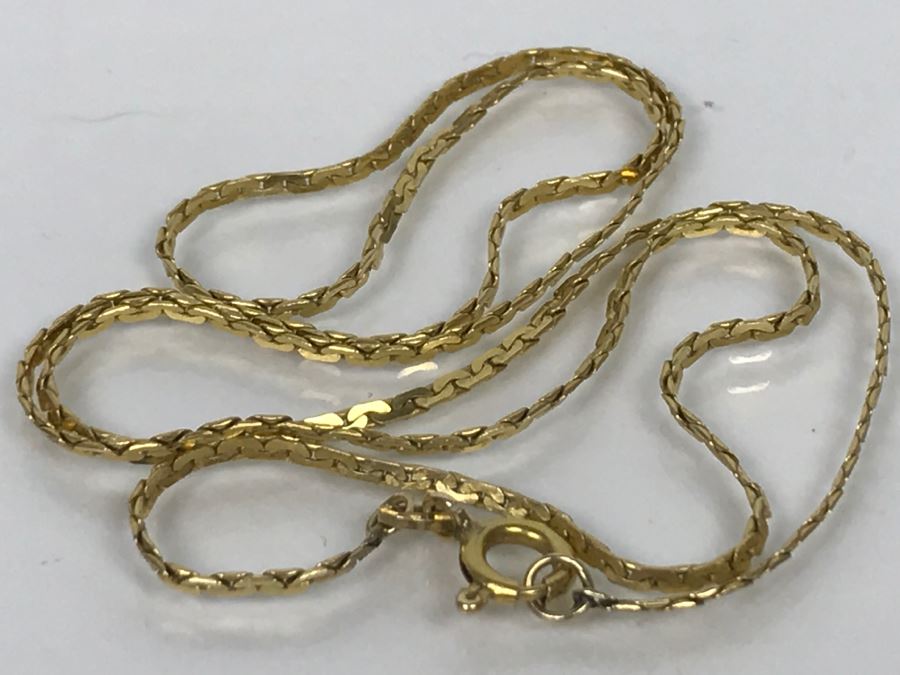 14k Yellow Gold Herringbone Chain Necklace 3.6g [Photo 1]