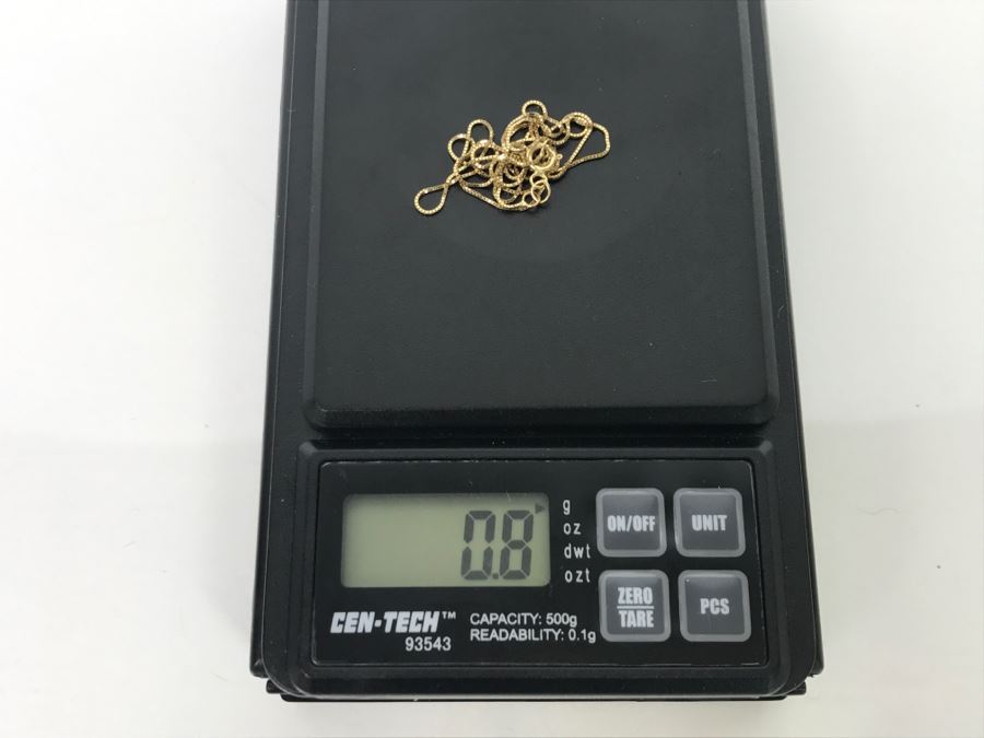 14k Yellow Gold Box Chain Necklace 0.8g [Photo 5]